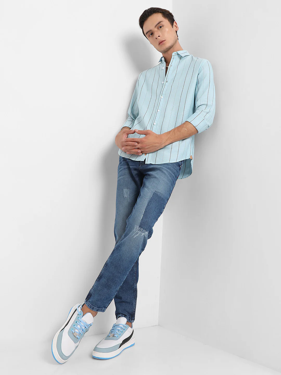 Contrast Pinstriped Shirt - Image 6