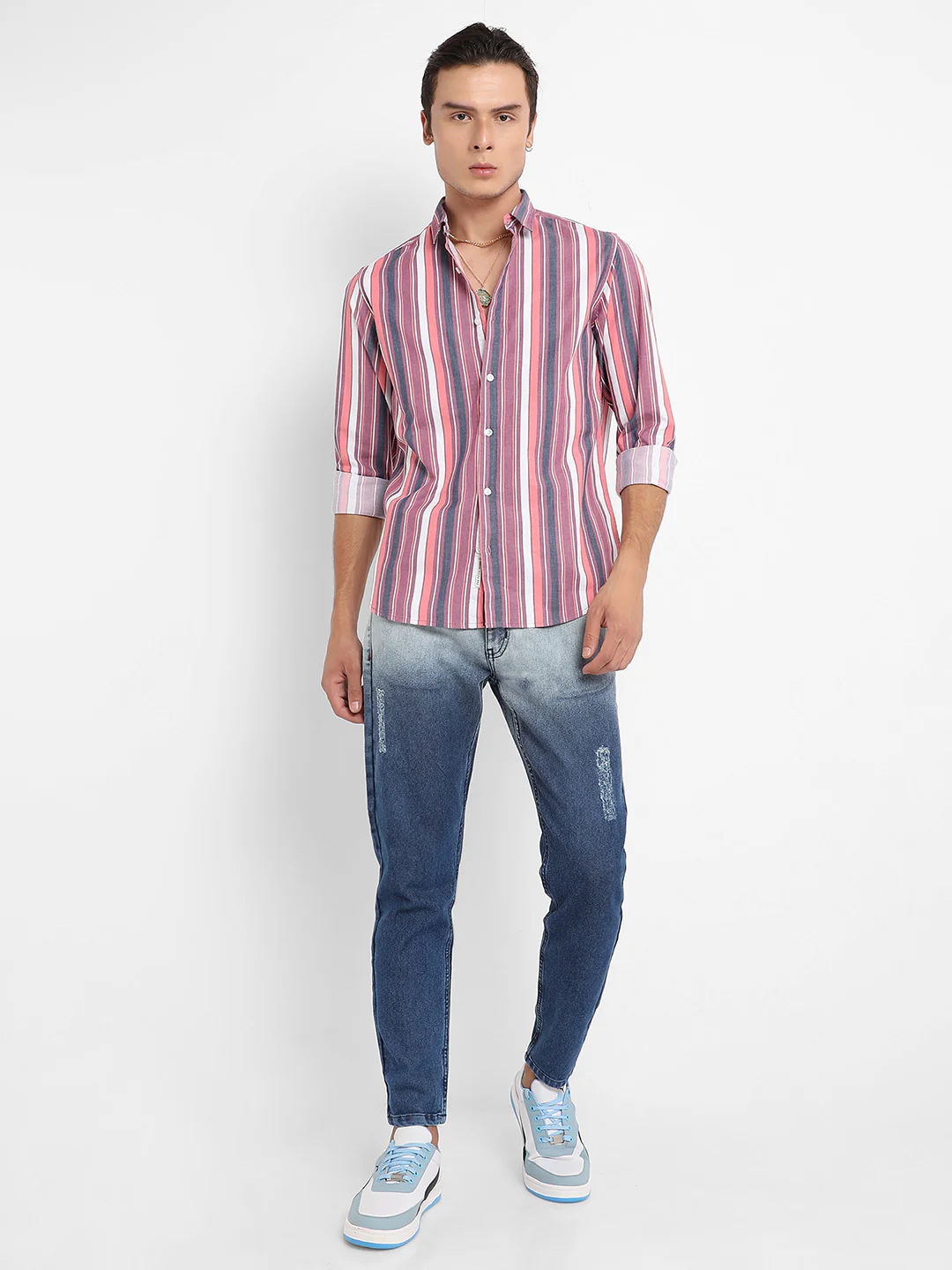 Faded Barcode Striped Shirt - Image 5