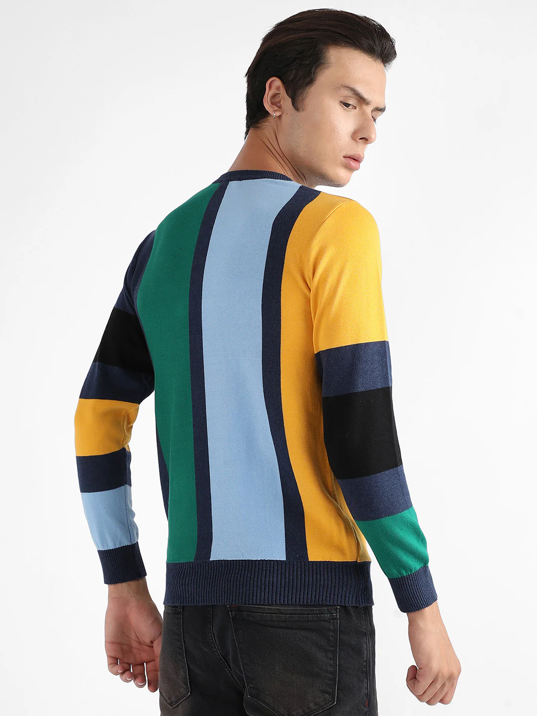 Contrast Panel Relaxed Pullover Sweater - Image 4