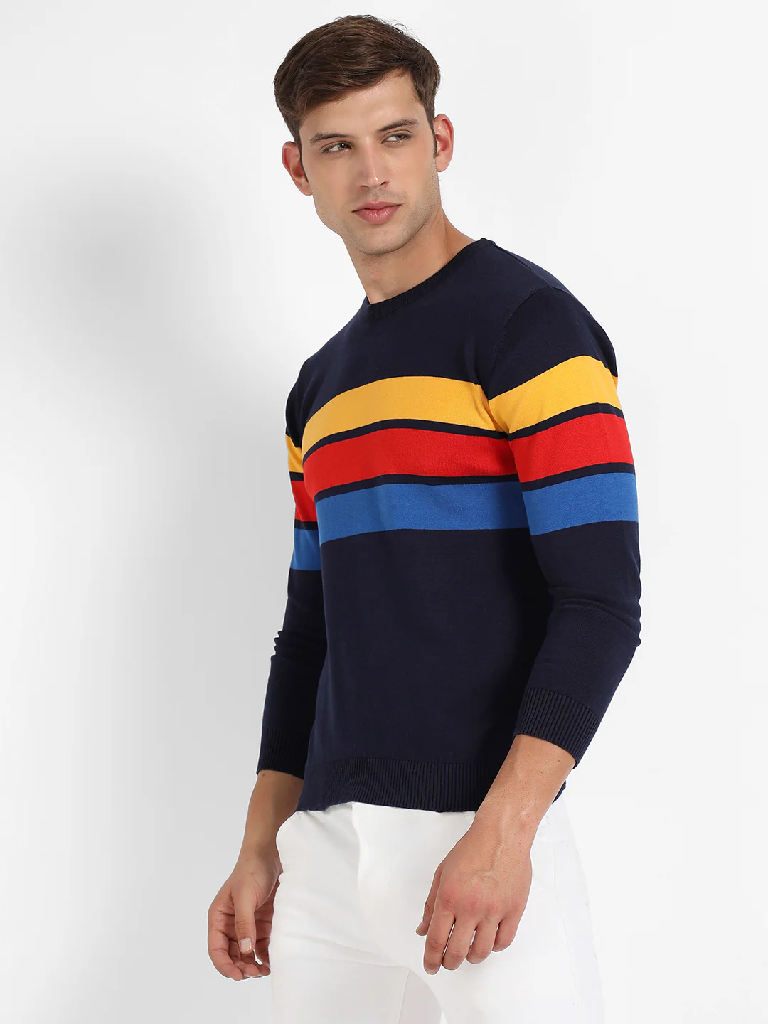 Contrast Panel Pullover Sweater - Image 3