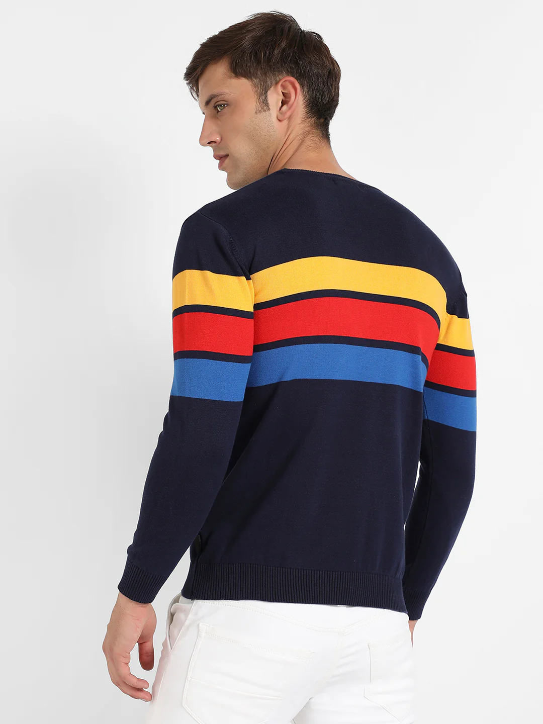 Contrast Panel Pullover Sweater - Image 4