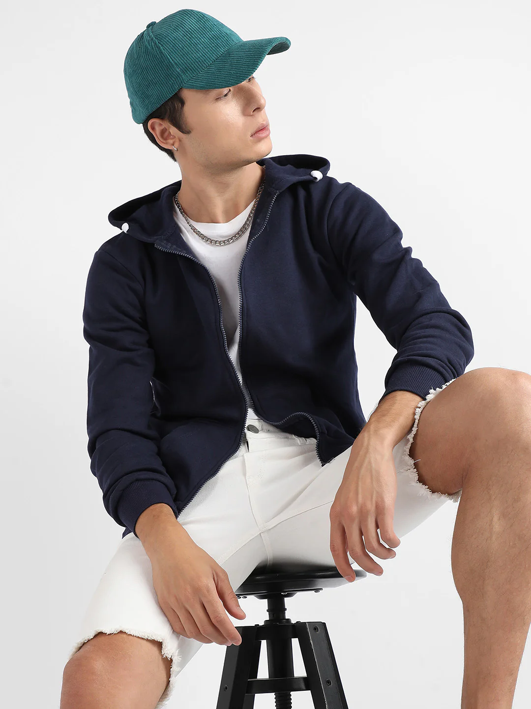 Zip-Front Hoodie With Contrast Drawstring - Image 2