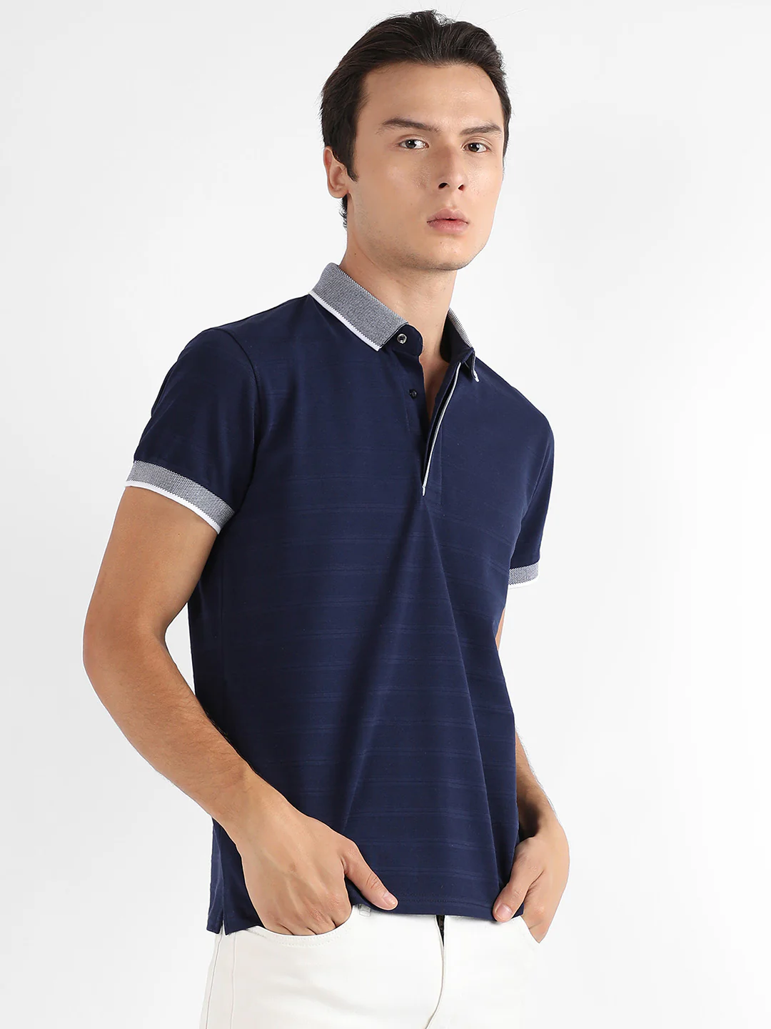 Self-Design Horizontal Striped T-Shirt - Image 3