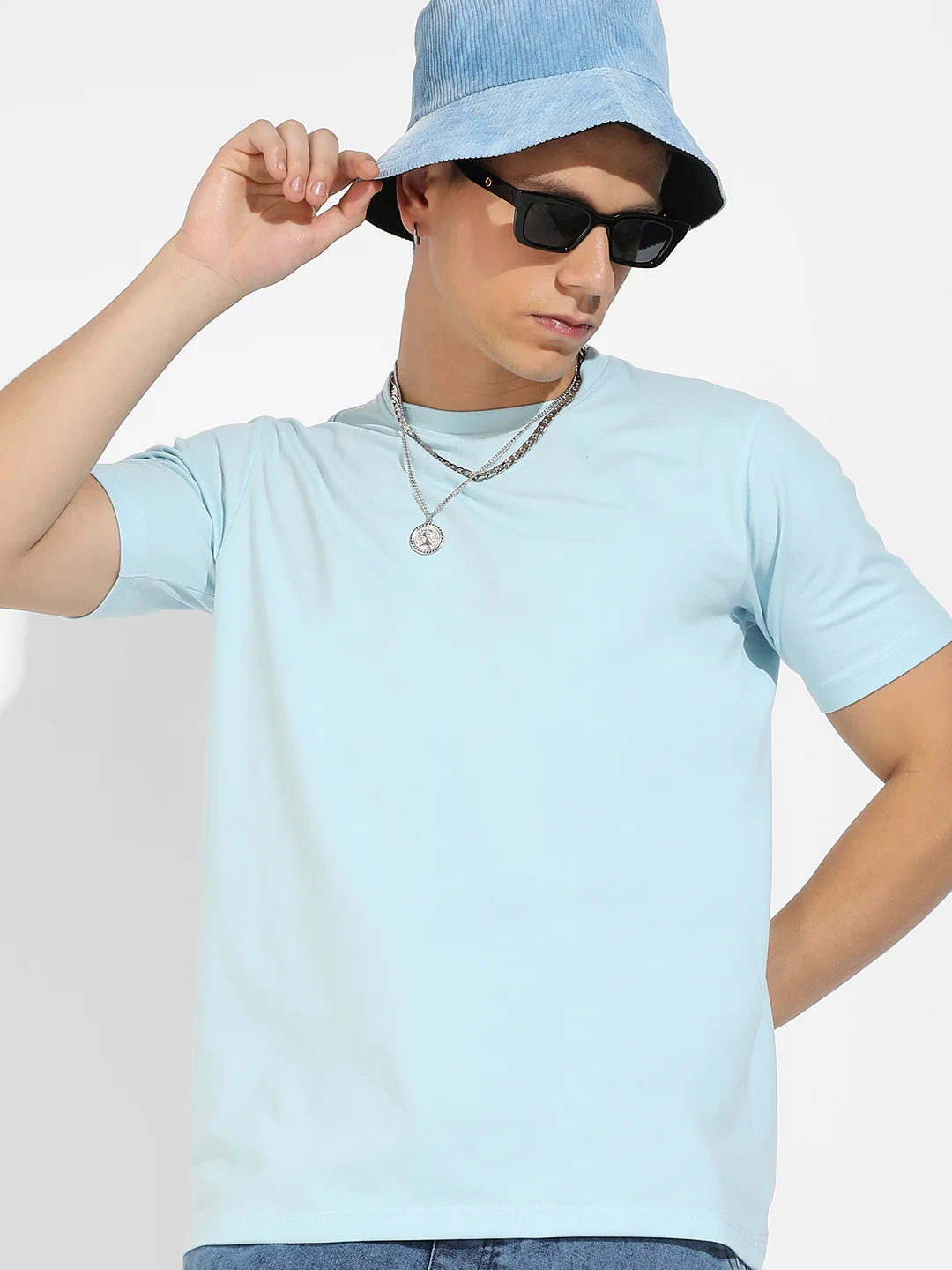 Icy Blue Basic Regular Fit T-Shirt - Image 2