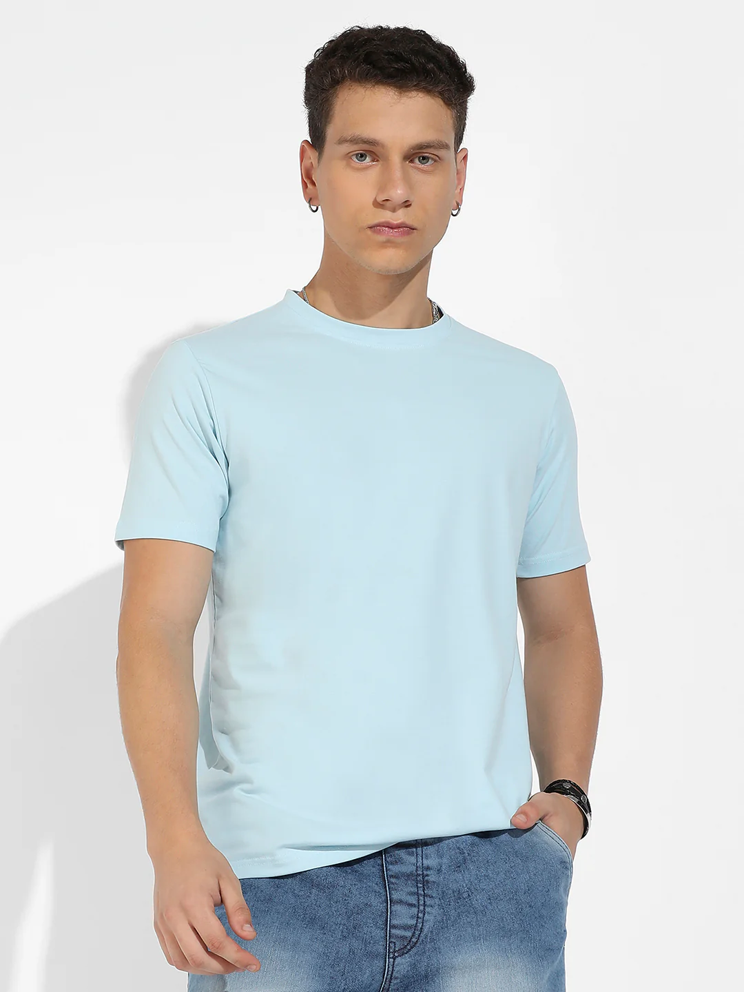 Icy Blue Basic Regular Fit T-Shirt - Image 3