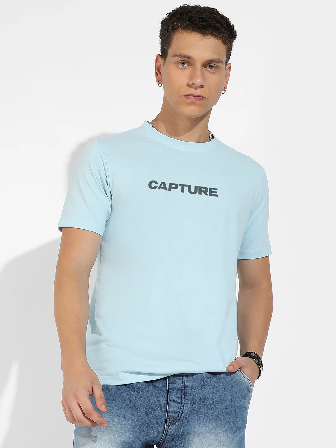Icy Blue Basic Regular Fit T-Shirt - Image 3