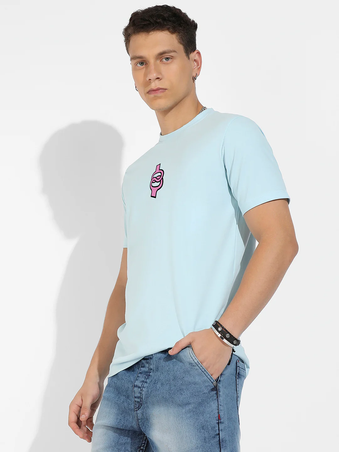 Icy Blue Basic Regular Fit T-Shirt - Image 4