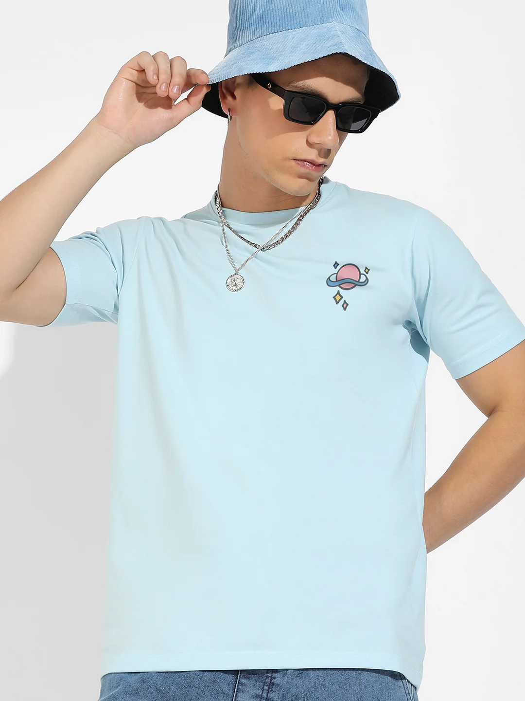 Icy Blue Basic Regular Fit T-Shirt - Image 2