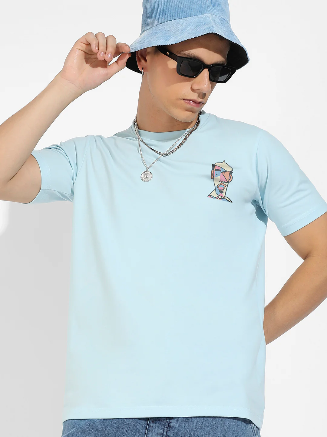 Icy Blue Basic Regular Fit T-Shirt - Image 2