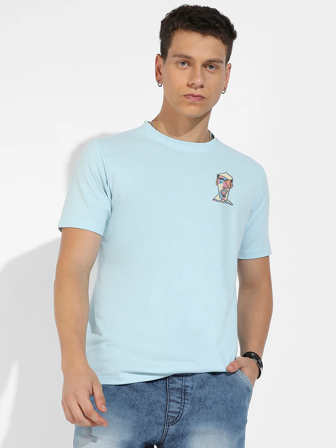 Icy Blue Basic Regular Fit T-Shirt - Image 3