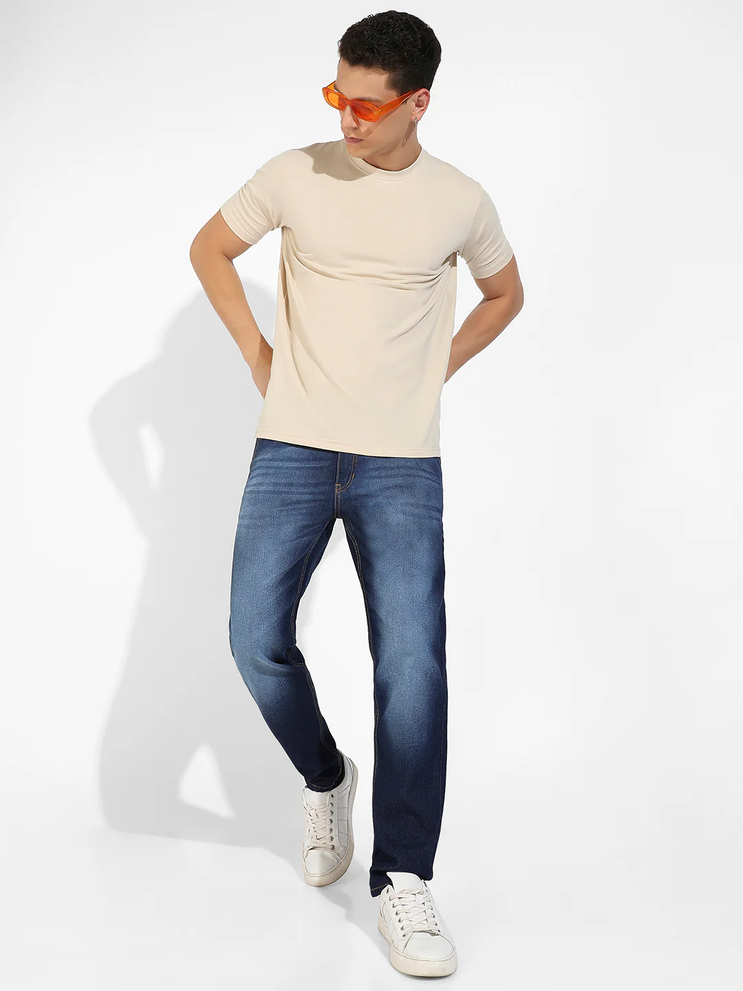 Beige Basic Regular Fit T-Shirt - Image 6