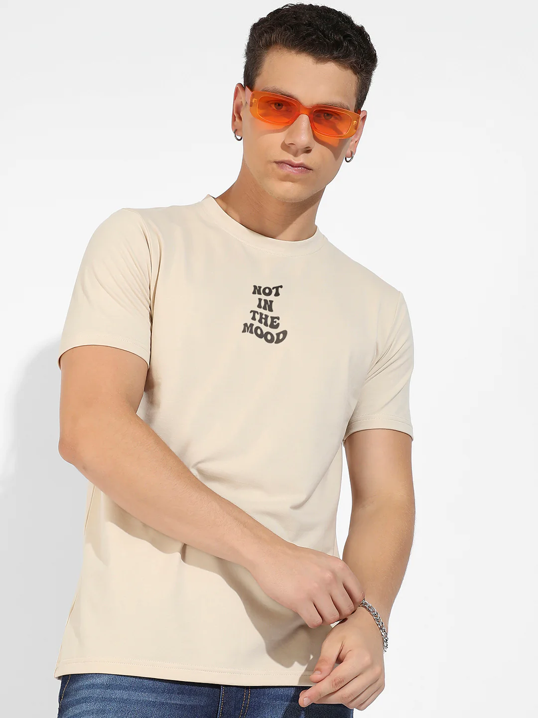 Beige Basic Regular Fit T-Shirt - Image 2