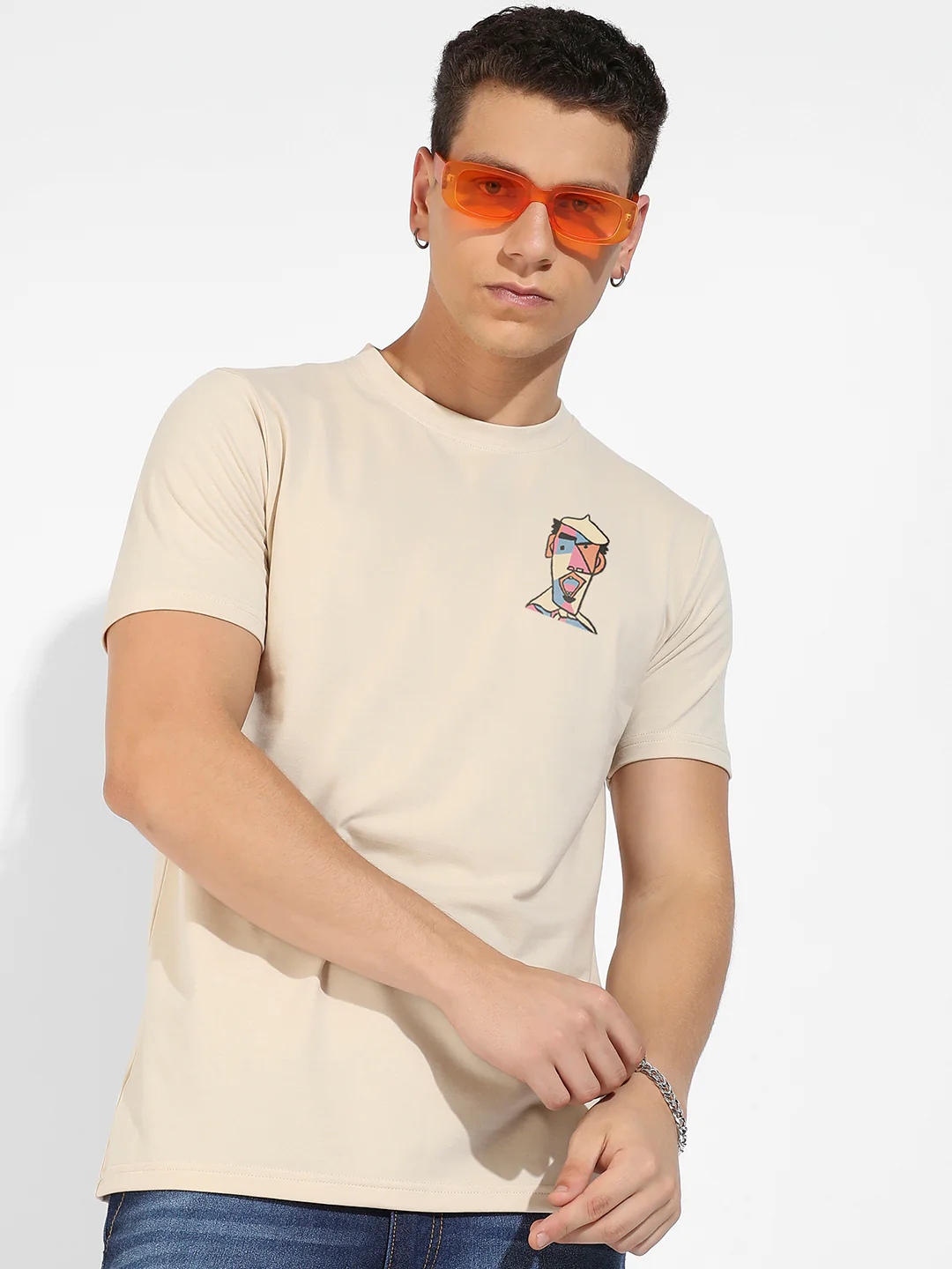 Beige Basic Regular Fit T-Shirt - Image 2