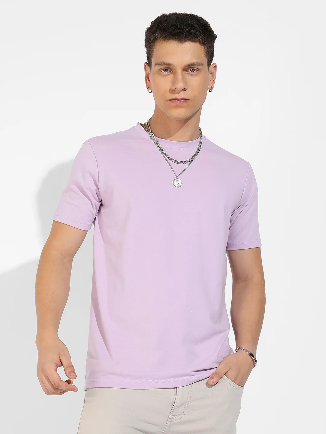 Lilac Basic Regular Fit T-Shirt - Image 3