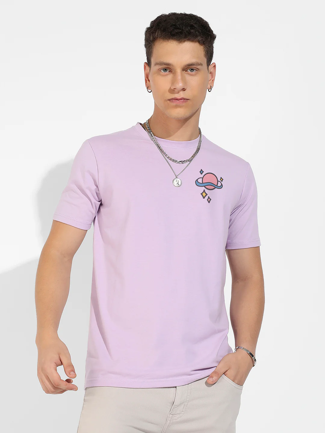 Lilac Basic Regular Fit T-Shirt - Image 3