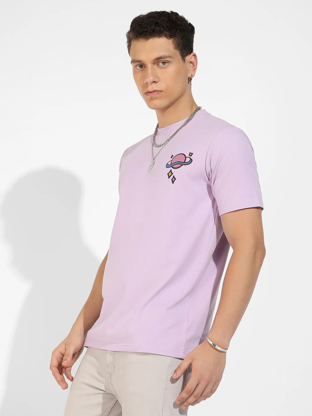 Lilac Basic Regular Fit T-Shirt - Image 4