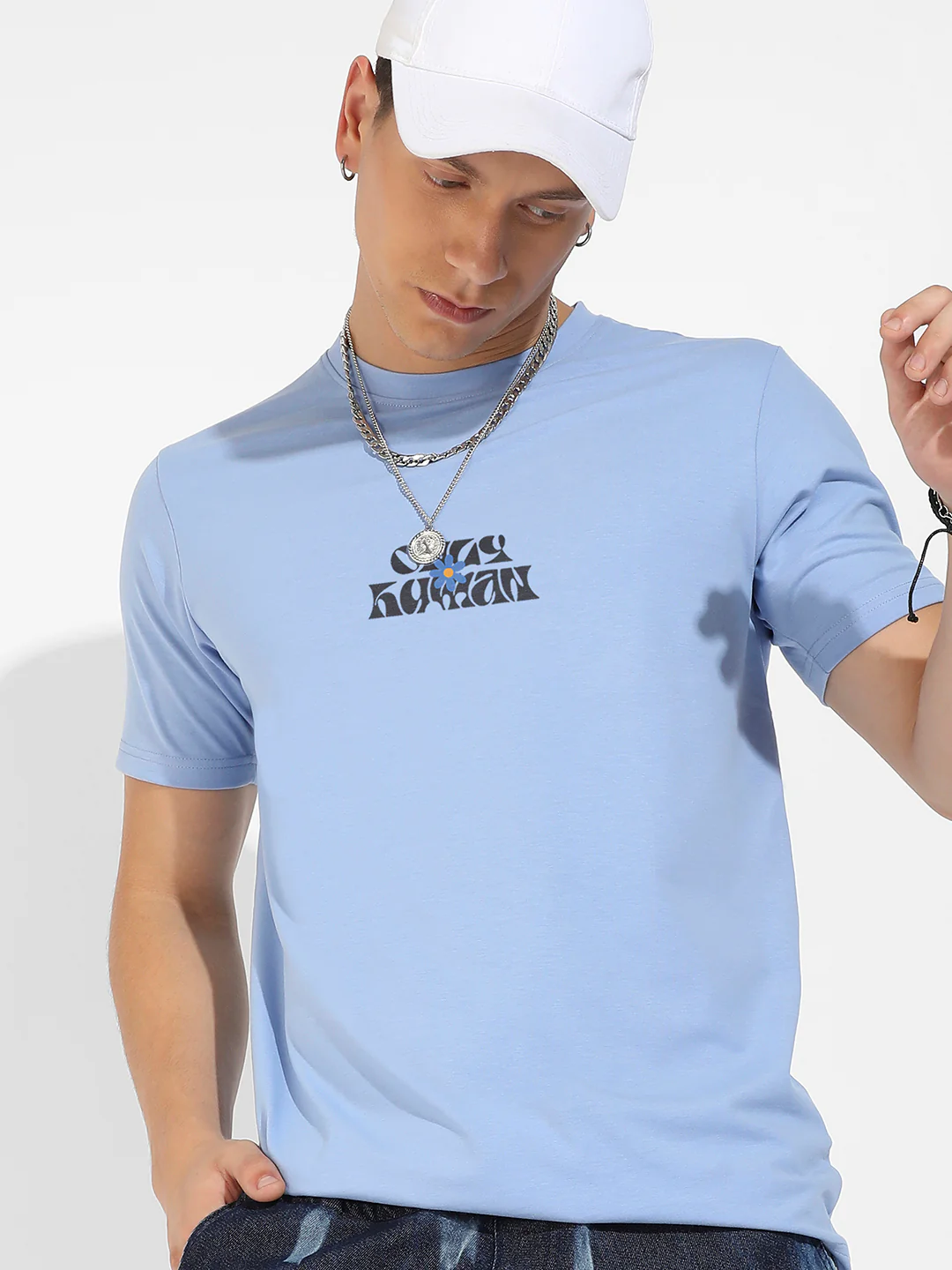 Icy Blue Basic Regular Fit T-Shirt - Image 2