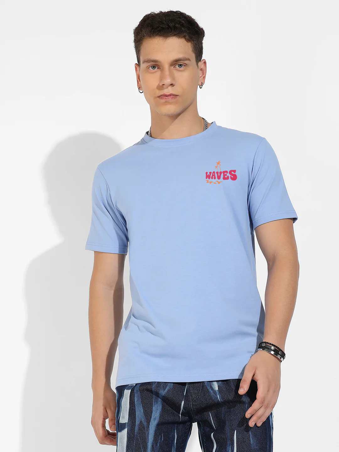 Icy Blue Basic Regular Fit T-Shirt - Image 3