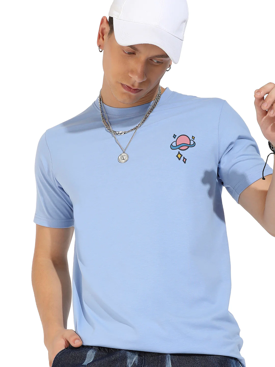 Icy Blue Basic Regular Fit T-Shirt - Image 2