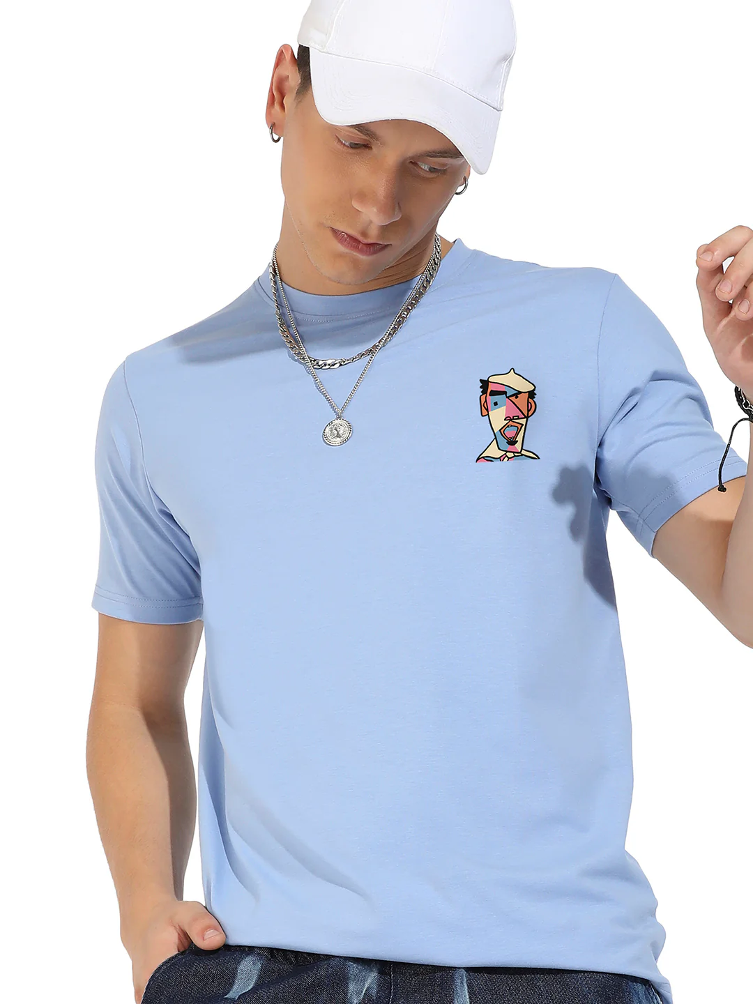 Icy Blue Basic Regular Fit T-Shirt - Image 2