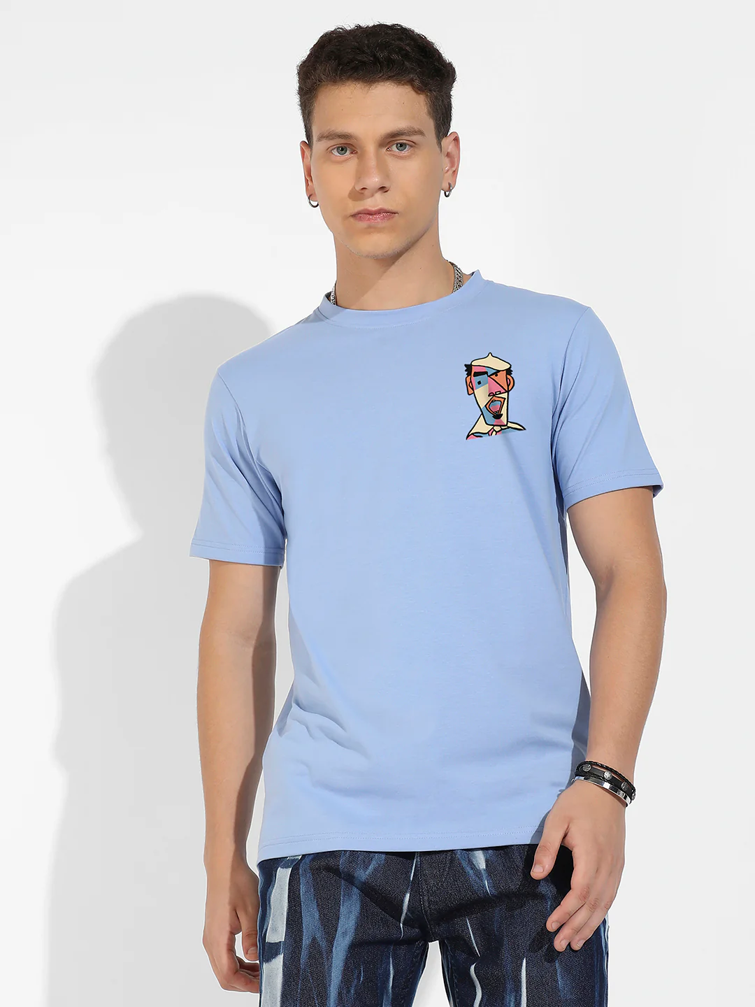 Icy Blue Basic Regular Fit T-Shirt - Image 3