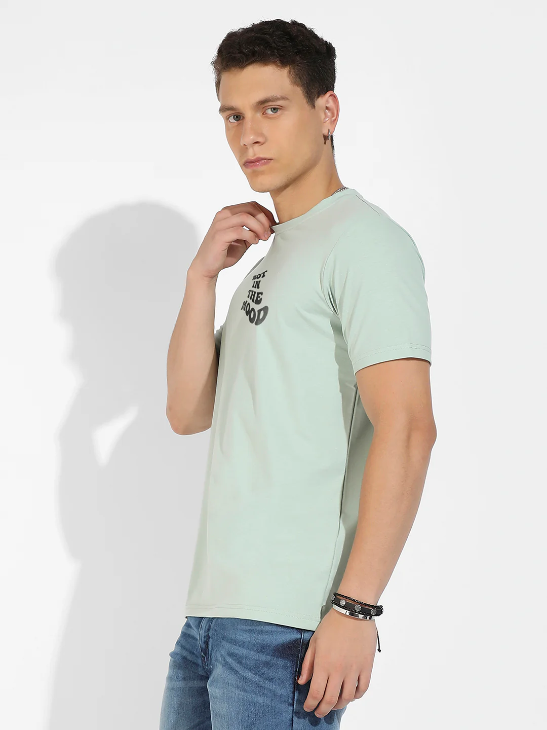 Sage Green Basic Regular Fit T-Shirt - Image 4