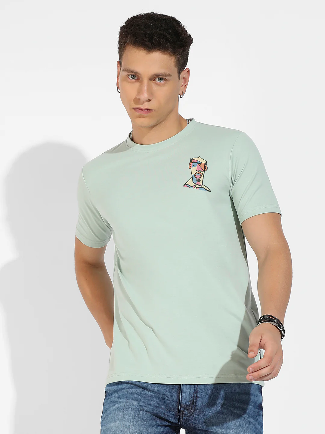 Sage Green Basic Regular Fit T-Shirt - Image 3