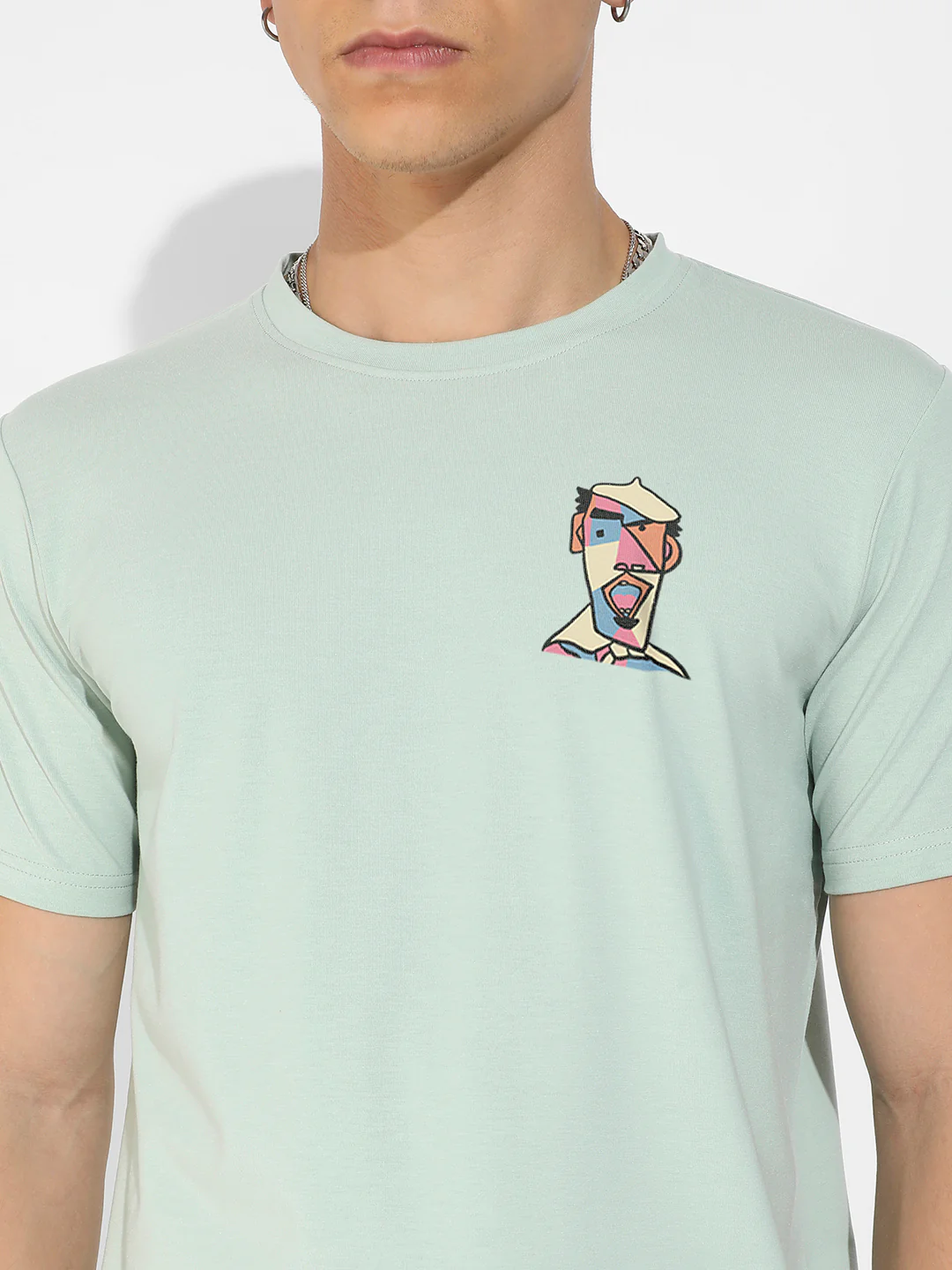 Sage Green Basic Regular Fit T-Shirt - Image 7