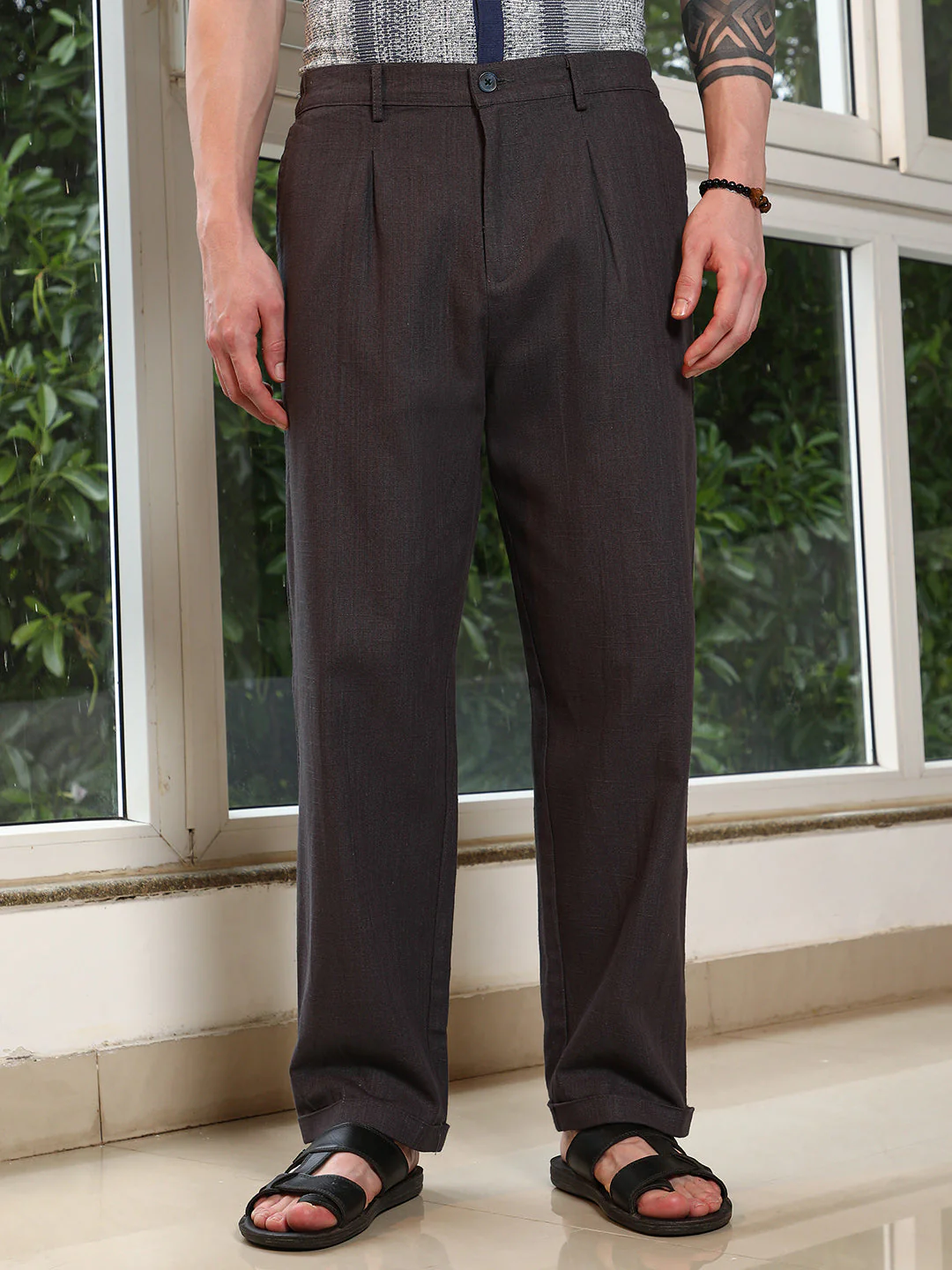 Lightweight - Brown Cotton Trousers - Image 2