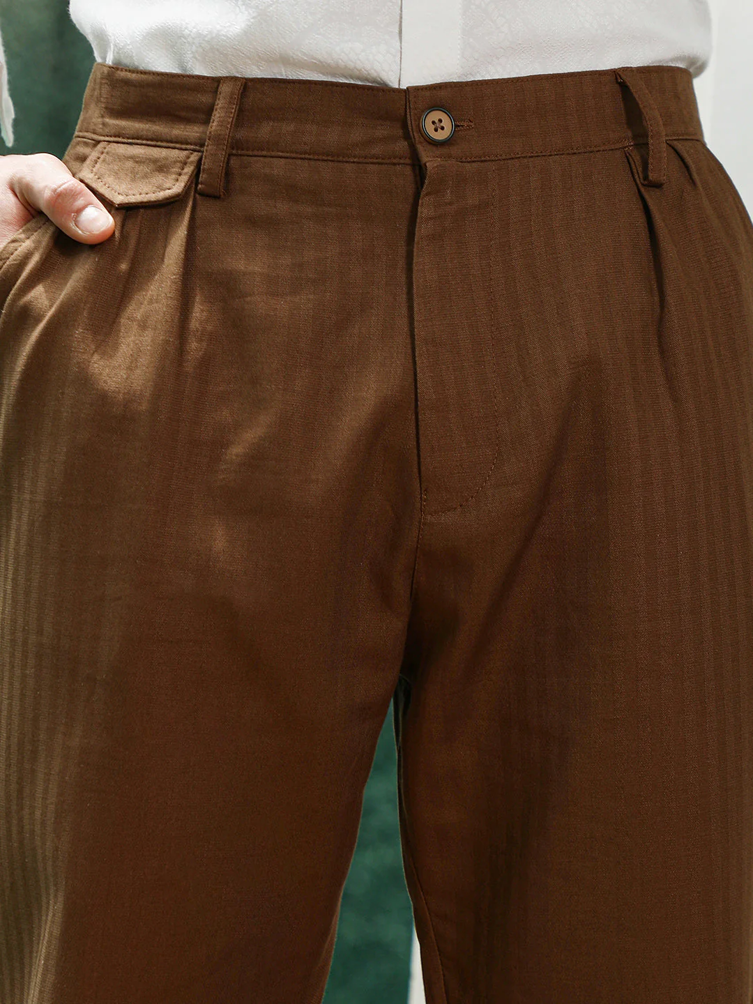 Brown Pleated Formal Trousers - Image 7