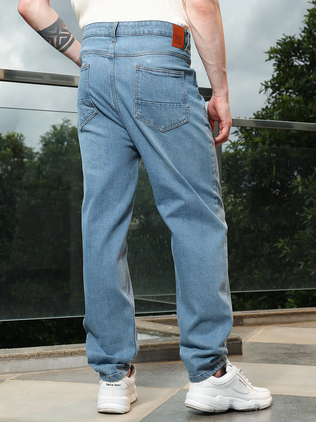 Distressed Light Blue Denim Jeans - Image 4