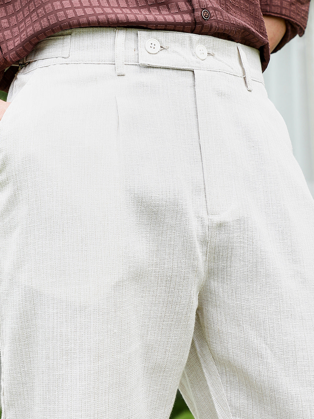 Lightweight - Off White Textured Trousers - Image 7