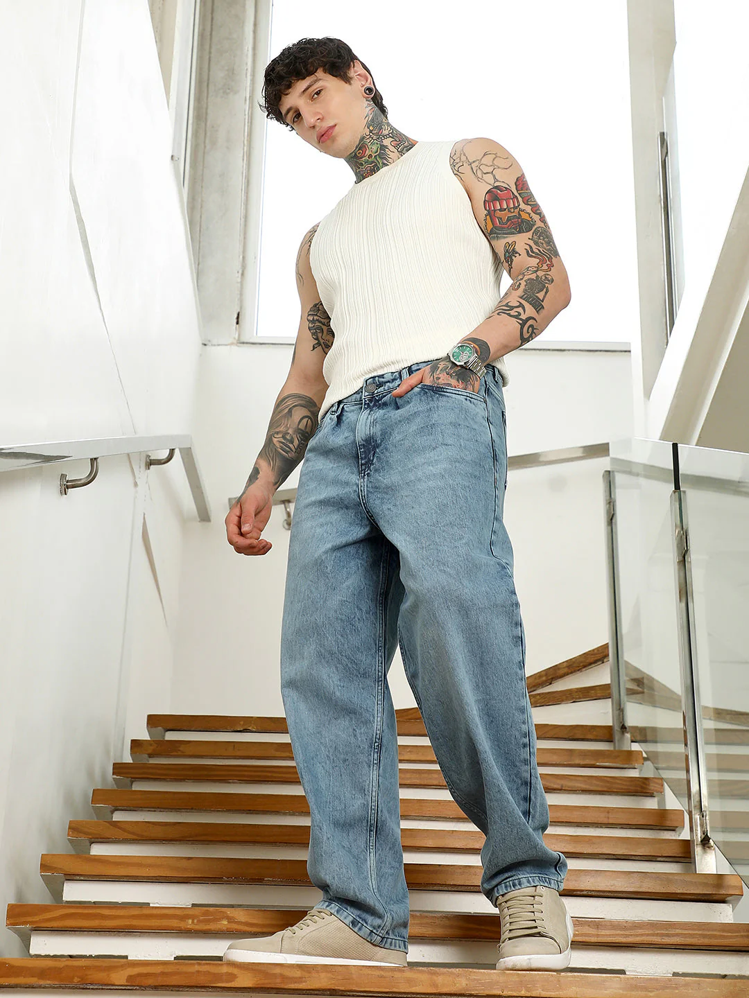 Relaxed Fit Blue Jeans - Image 5