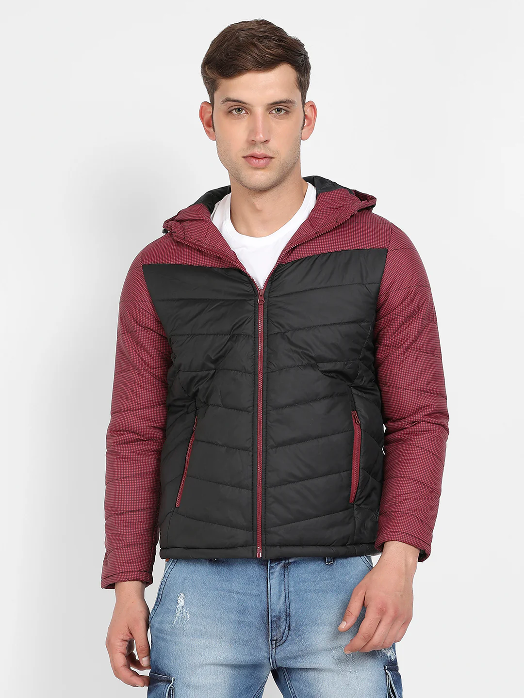 Micro-Checkered Quilted Puffer Jacket - Image 2