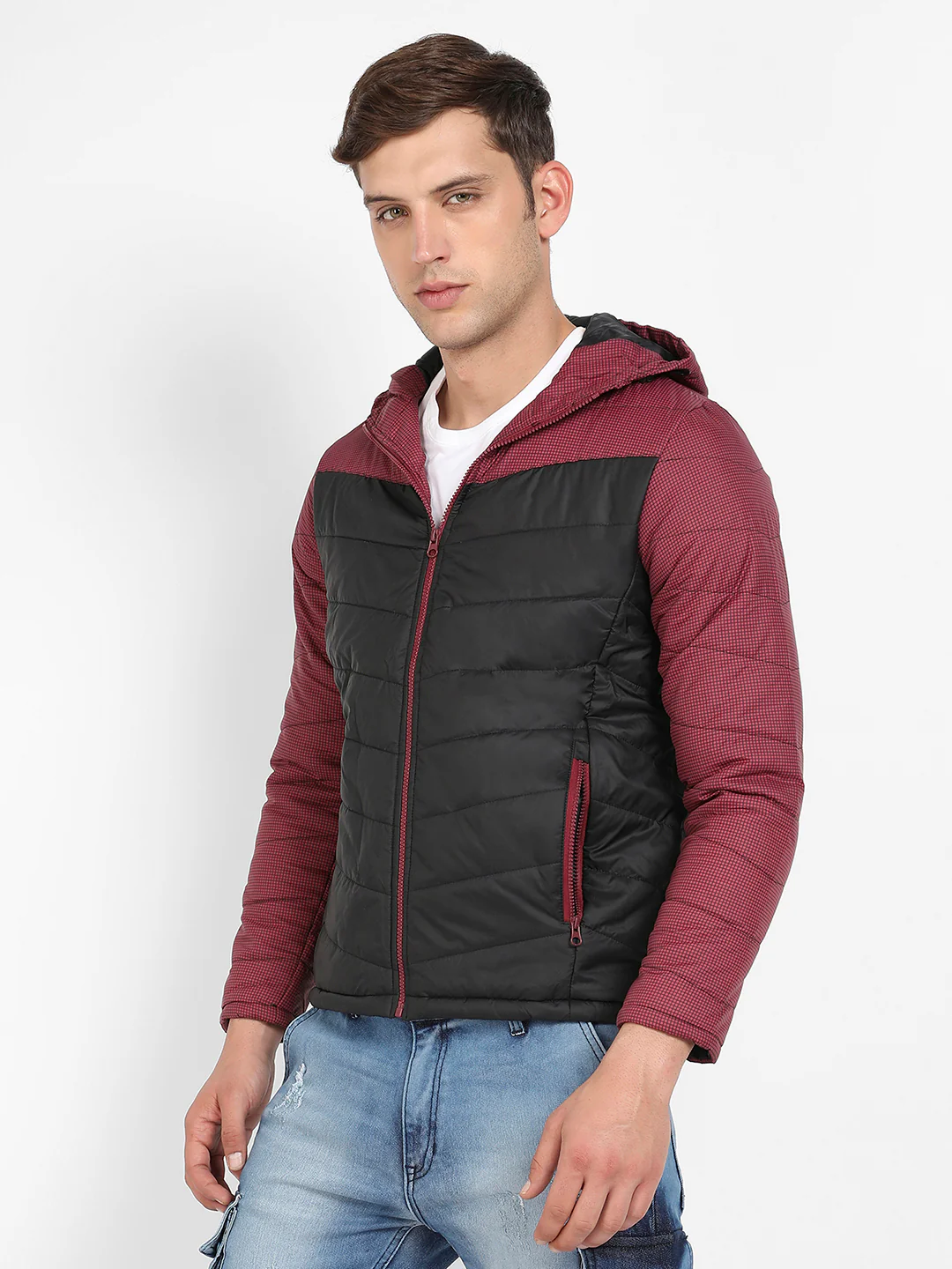 Micro-Checkered Quilted Puffer Jacket - Image 3