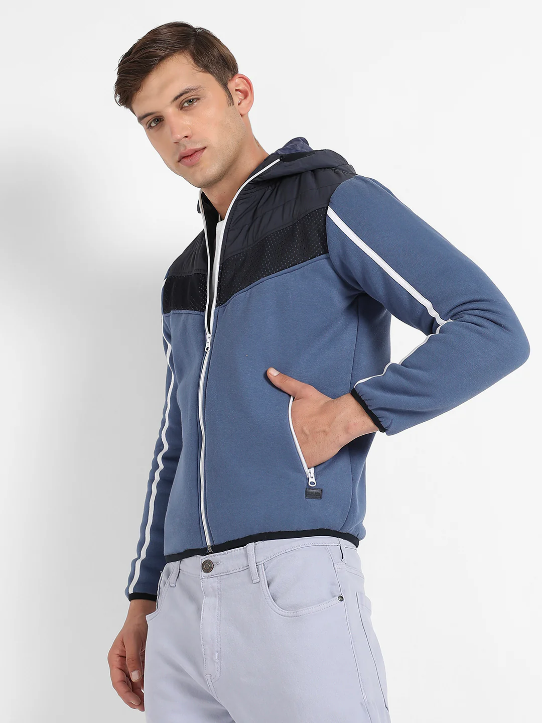 Contrast Panel Puffer Jacket With Insert Pocket - Image 3