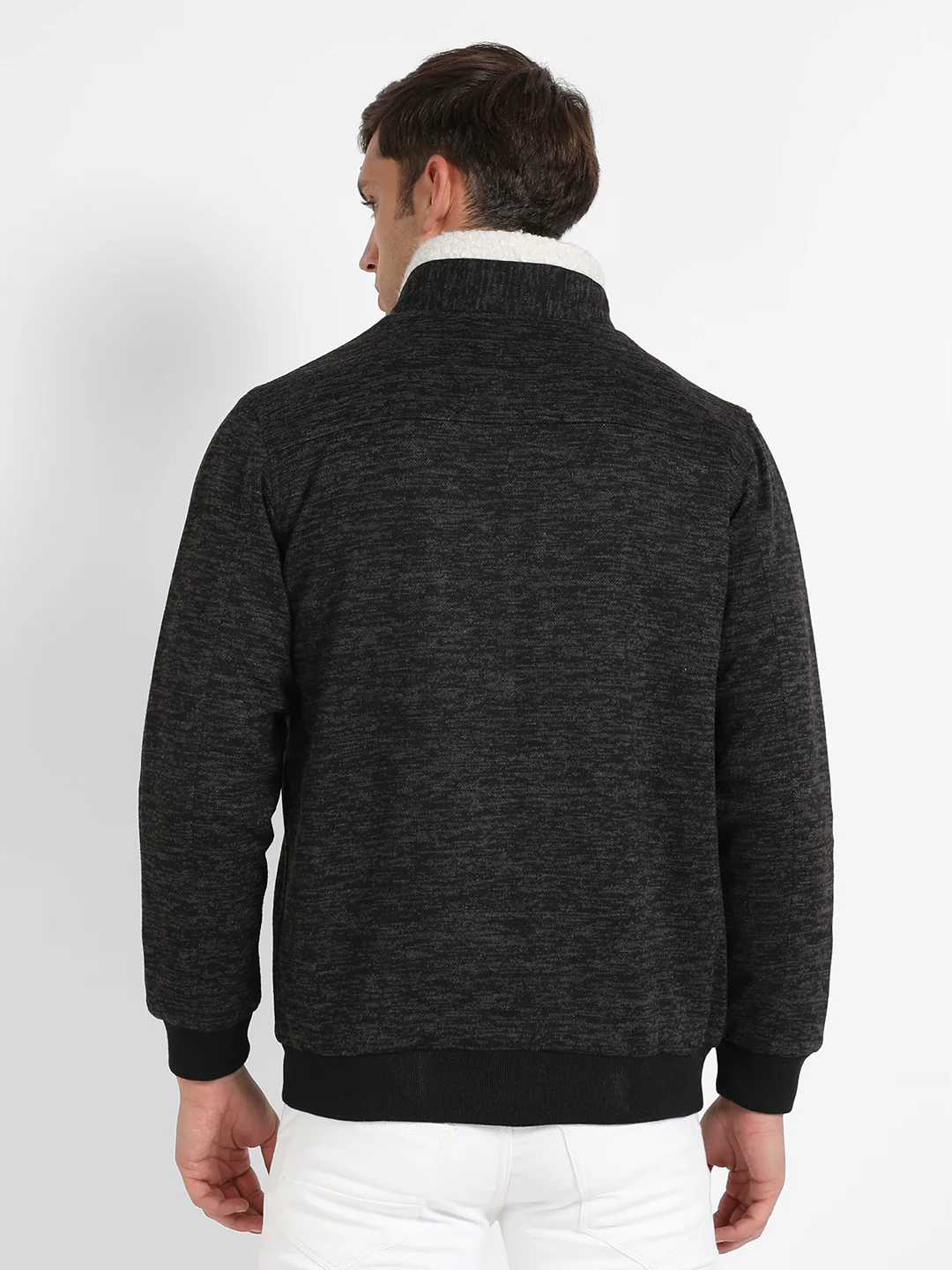 Heathered Jacket With Fleece Detail - Image 4