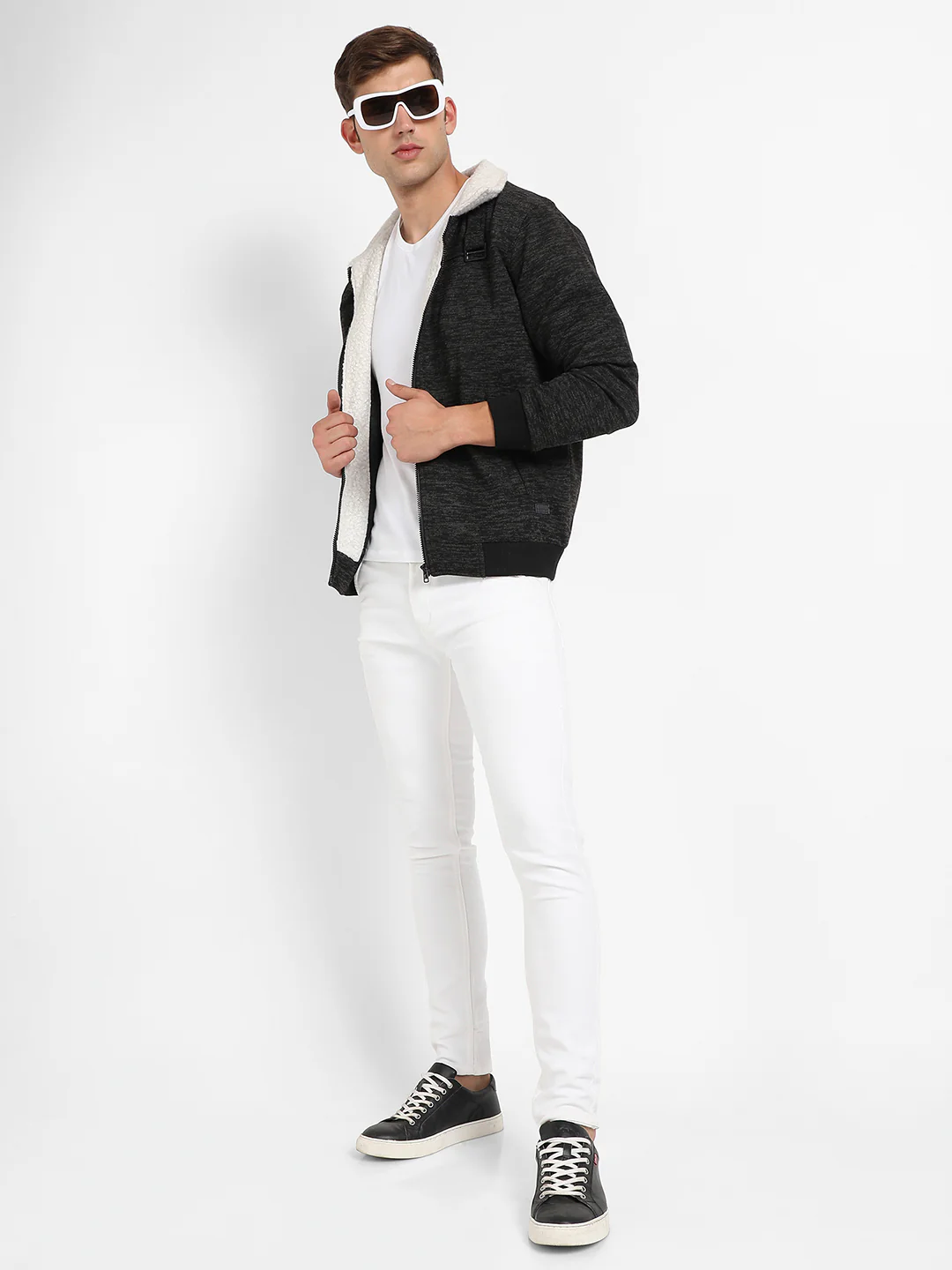 Heathered Jacket With Fleece Detail - Image 6