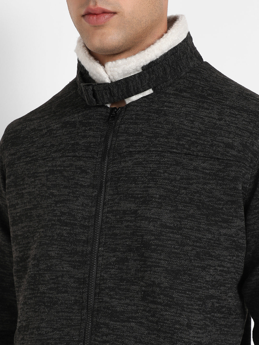 Heathered Jacket With Fleece Detail - Image 7