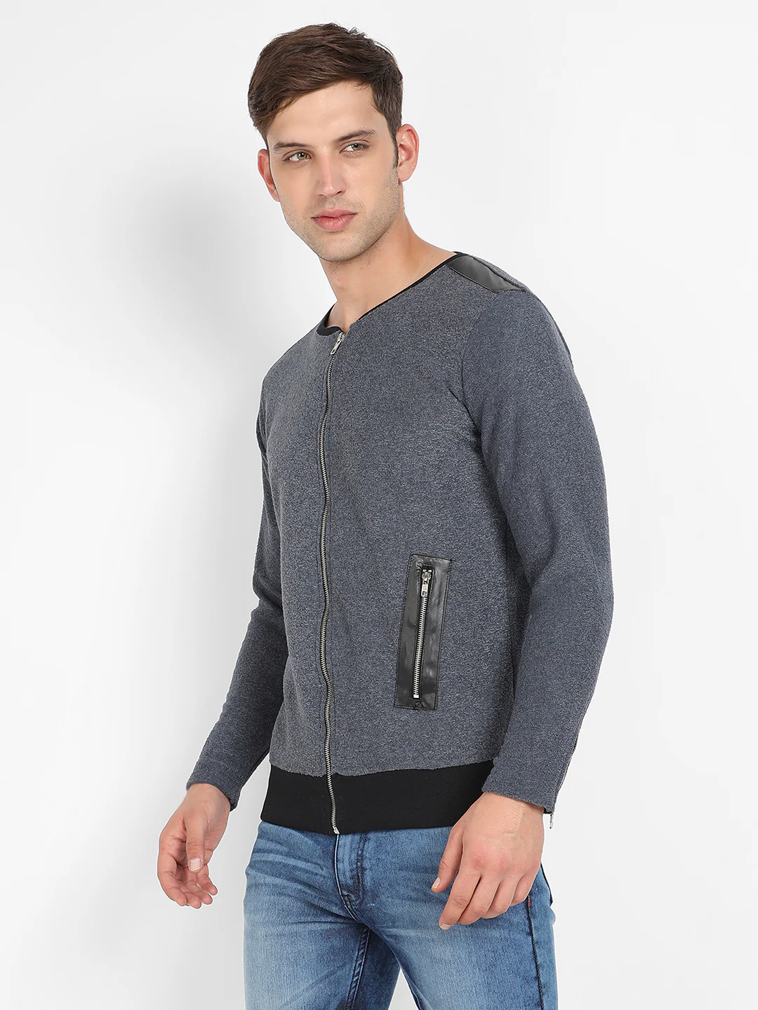 Zip-Front Heathered Jacket - Image 3