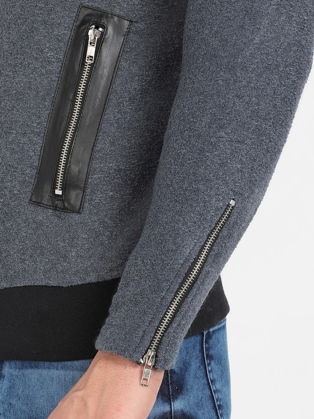 Zip-Front Heathered Jacket - Image 7
