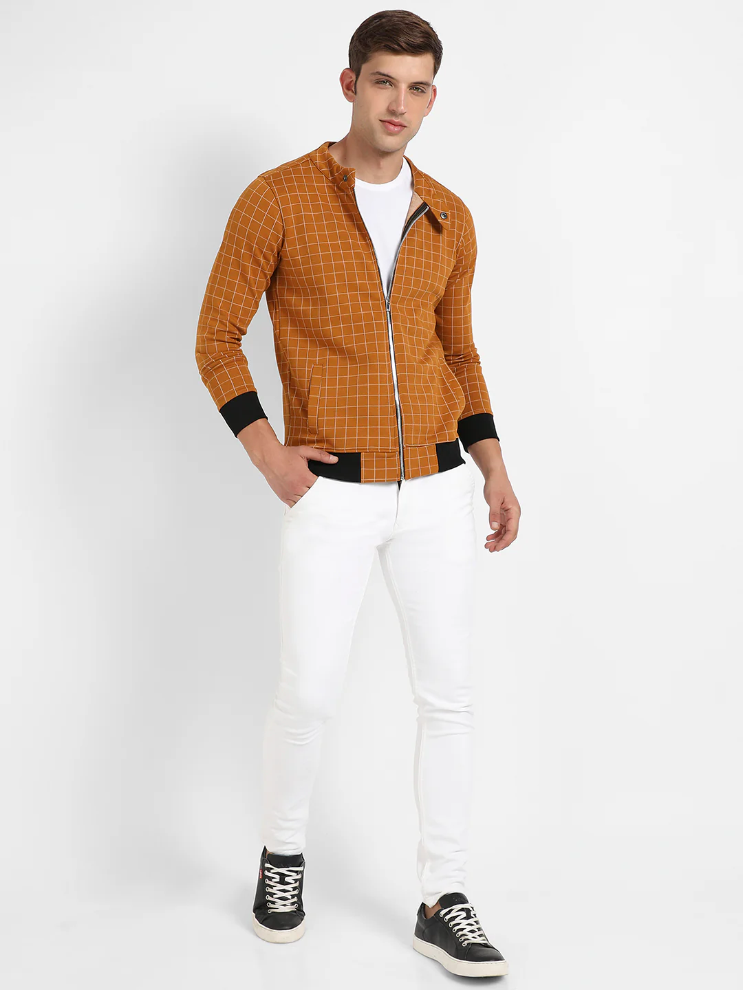 Graph Checks Jacket With Contrast Hem - Image 5