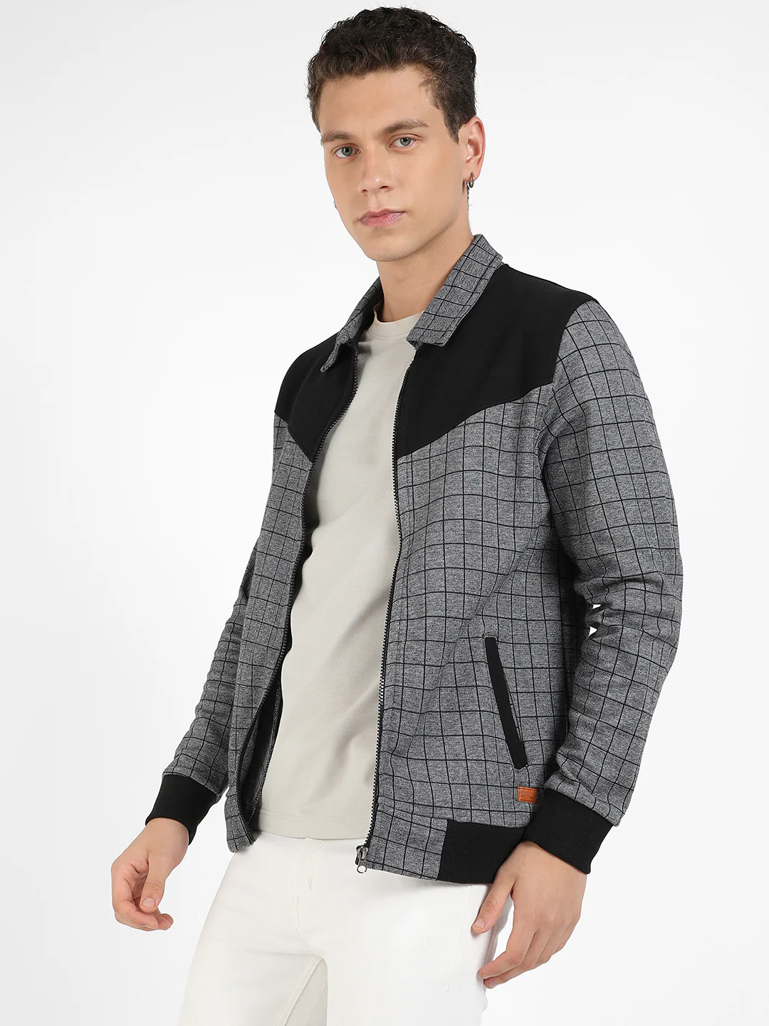 Zip-Front Graph Checkered Jacket - Image 2