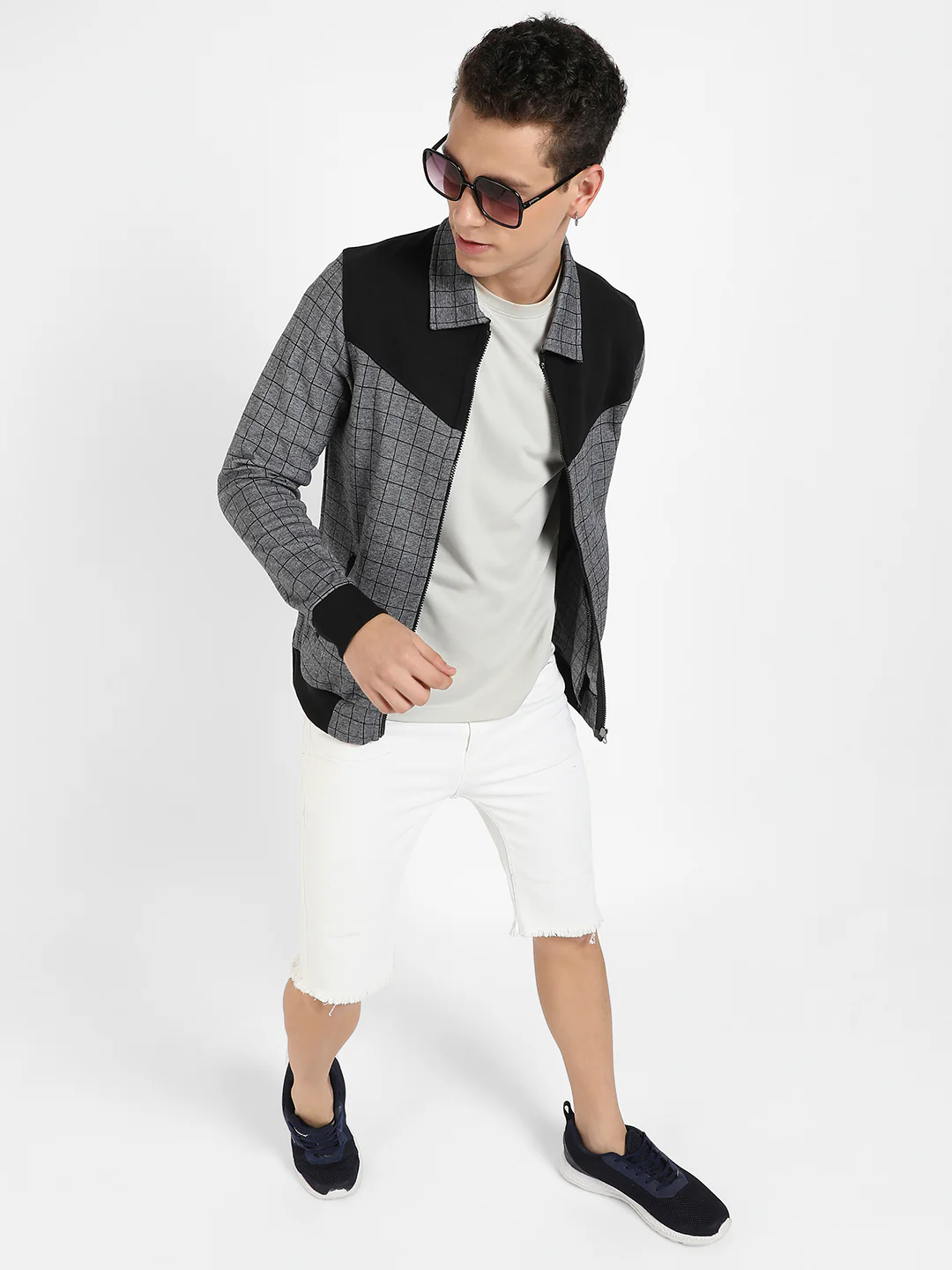Zip-Front Graph Checkered Jacket - Image 6