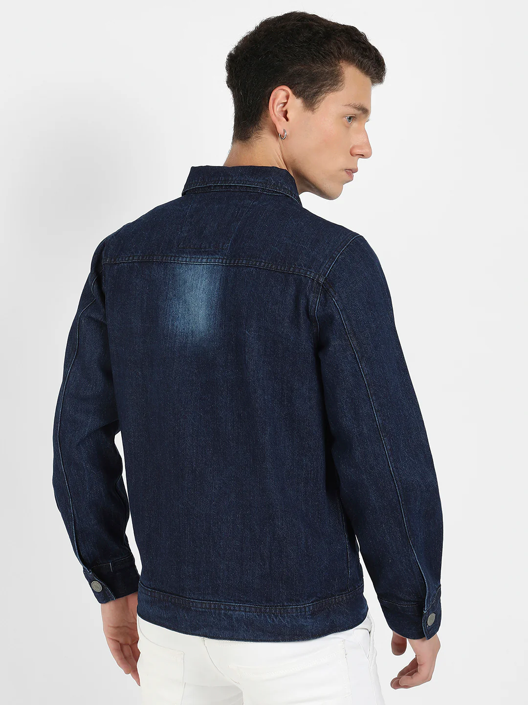 Medium-Wash Denim Jacket With Patch Pocket - Image 4