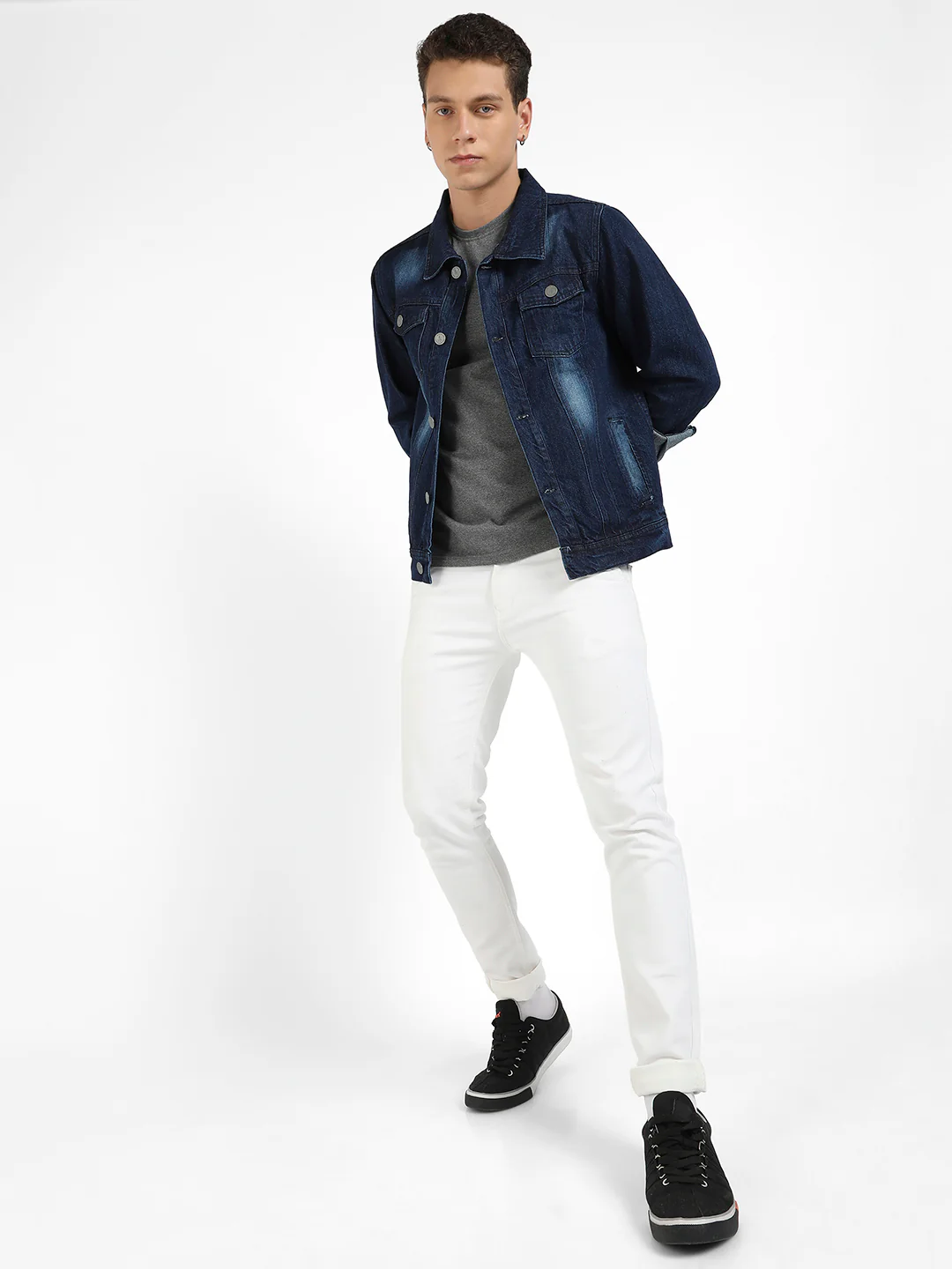 Medium-Wash Denim Jacket With Patch Pocket - Image 5