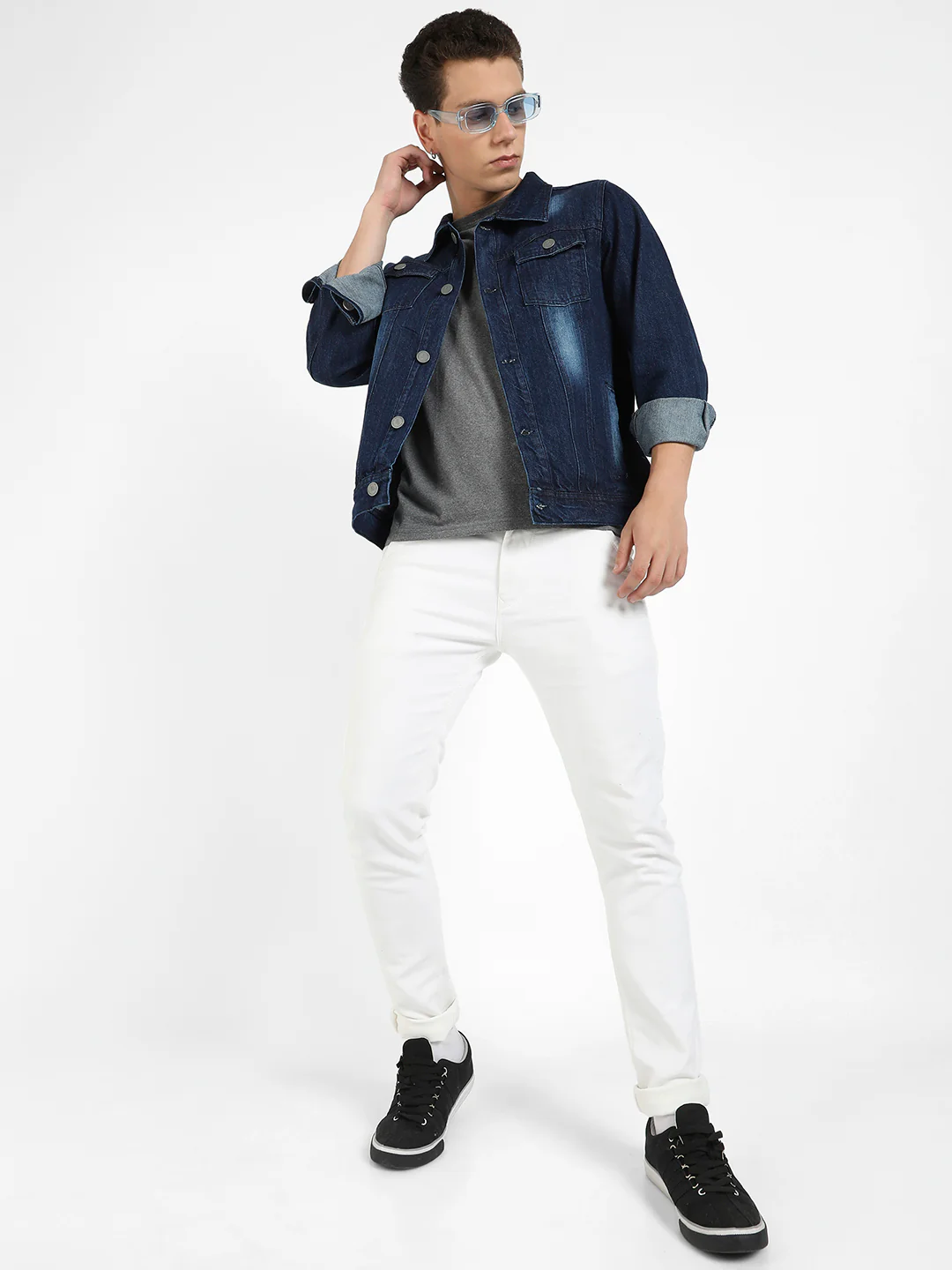 Medium-Wash Denim Jacket With Patch Pocket - Image 6