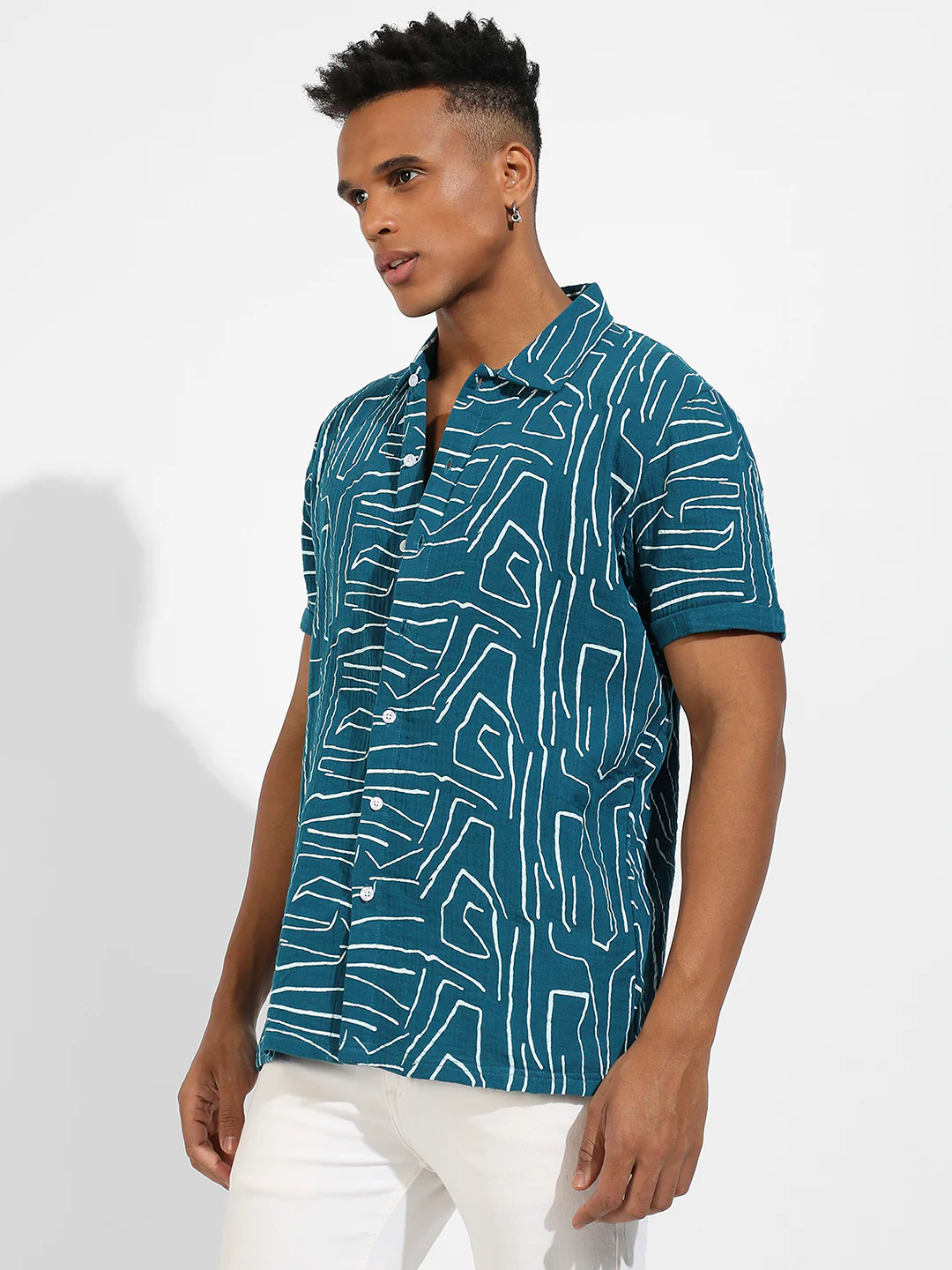 Abstract Lines Print Shirt - Image 3
