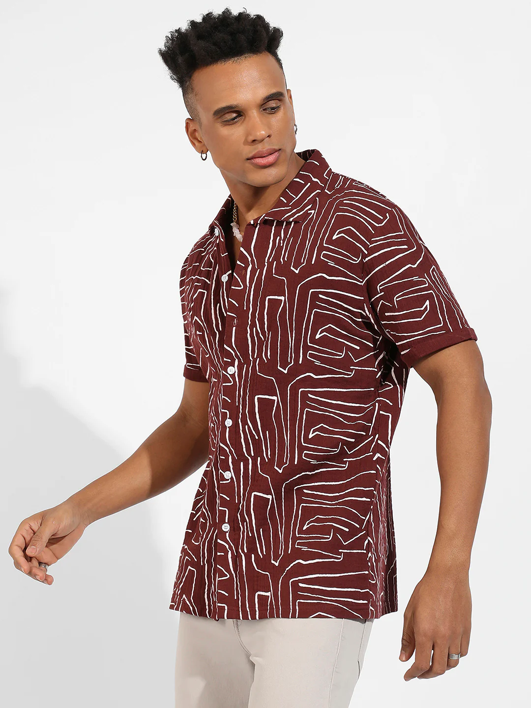 Abstract Lines Print Shirt - Image 3