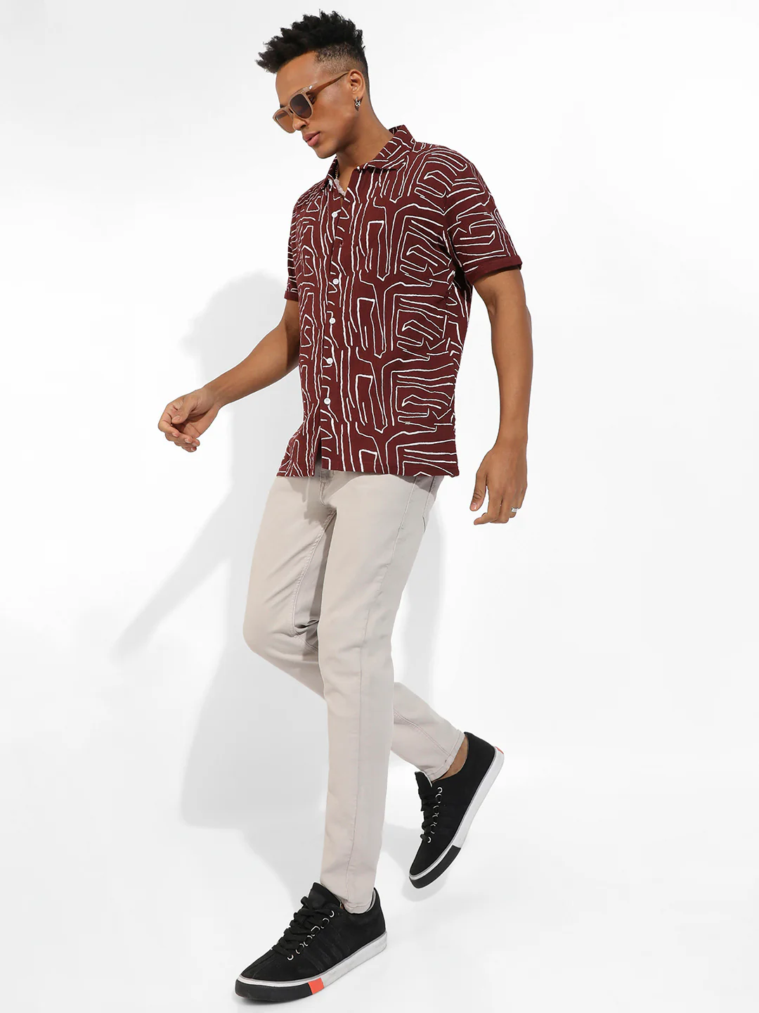 Abstract Lines Print Shirt - Image 6